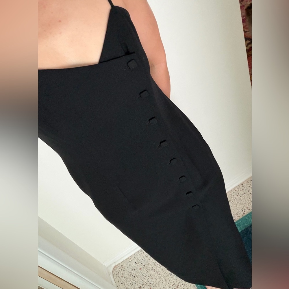 90’s Y2K vintage Liz Claiborne petite dress black square button midi 10